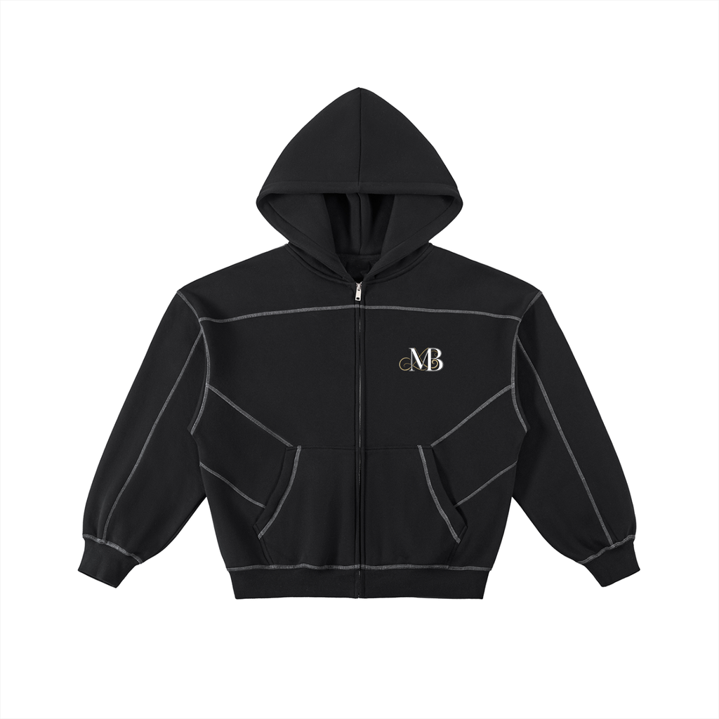 MB Boxy Black Zip Hoodie